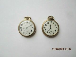 Total Of 2 Vintage Hamilton Railway Special Pocket Watches 992 B 21 Jewels