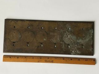 Antique Hubbell Brass 6 Outlet Cover Plate