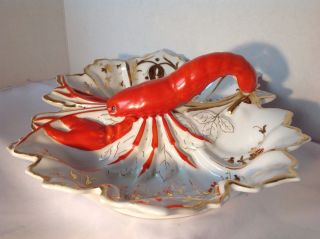 VINTAGE PORCELAIN LOBSTER HANDLED DIVIDED SERVING DISH - BOWL EXC.  COND.  GERMANY 2