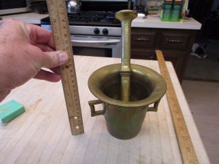 Vintag Solid Brass Mortar And Pestal Apothecary Heavy