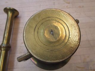 Vintag Solid Brass Mortar and Pestal Apothecary Heavy 4