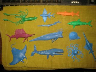 Complete Set 12 Mpc Sea Monsters Vintage Plastic Deep Sea Creatures