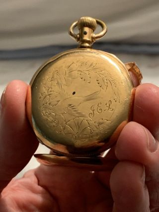 1873 Key Wind 10k Gold Filled Elgin Dexter St.  Grade 28 Pocket Watch Engraved