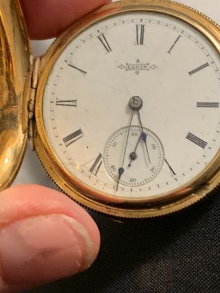 1873 Key WIND 10k Gold filled Elgin Dexter St.  Grade 28 pocket watch Engraved 3