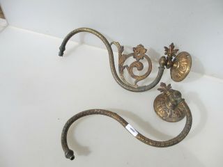 Victorian Brass Gas Wall Lights Sconces Lamp Antique Old Gilt Parts / Project