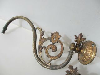 Victorian Brass Gas Wall Lights Sconces Lamp Antique Old Gilt PARTS / PROJECT 3