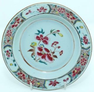 Good Unusual Chinese 18th C Famille Rose Saucer Plate (17cm) 2