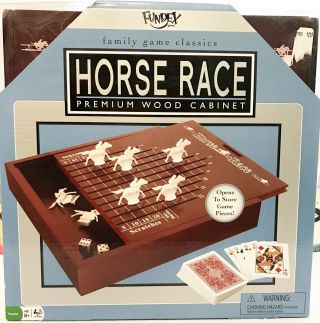 Fundex Horse Race Racing Family Game Premium Wood Cabinet Cards Dice