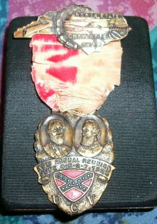 1929 Charlotte UCV United Confederate Veterans Reunion Badge Medal 3