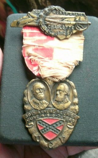 1929 Charlotte UCV United Confederate Veterans Reunion Badge Medal 7