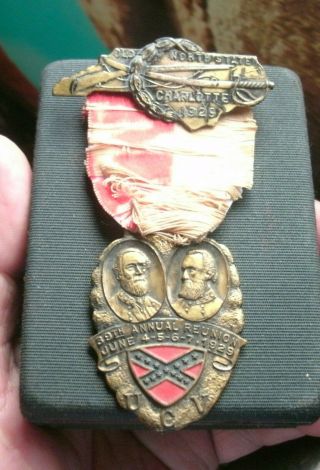 1929 Charlotte UCV United Confederate Veterans Reunion Badge Medal 8