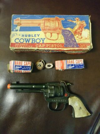 Cast Iron Hubley Cowboy Cap Gun W/box
