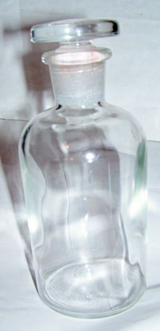 Antique Clear Colorless Tcw Co Wheaton Apothecary Bottle,  Ground Glass Stopper