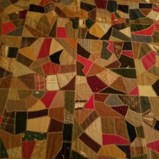 Antique 1904 Crazy Quilt Top 50x60 With Provenance,  Cutter?