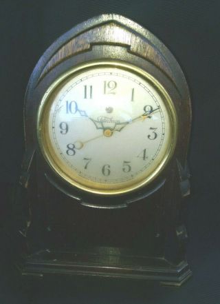 Vintage Telechron Bishop Style Wooden Mantel Clock 14 " High