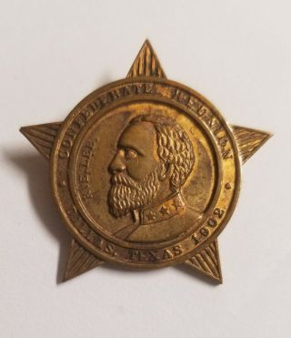 1902 Confederate Reunion,  Dallas Texas Medal/ Pin With R.  E.  Lee
