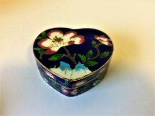 Antique Chinese Enamel Cloisonne Heart Box