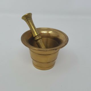 Vintage Solid Brass Traditional Mortar And Pestle 2 " Apothecary Science Herbs