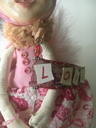 Primitive Pink Paper Mache Valentine Bumble Bee by Erikascupboard 4