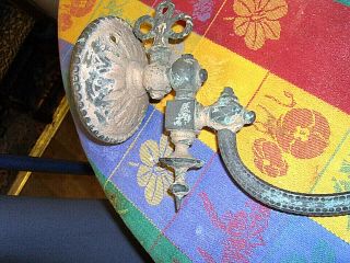 VINTAGE ANTIQUE CAST IRON AND BRASS LARGE WALL GAS LAMP 2
