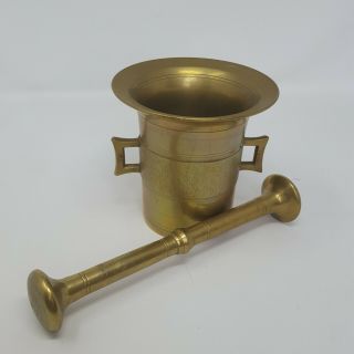 Vintage Solid Brass Mortar and Pestle No.  8 with Handles 5 