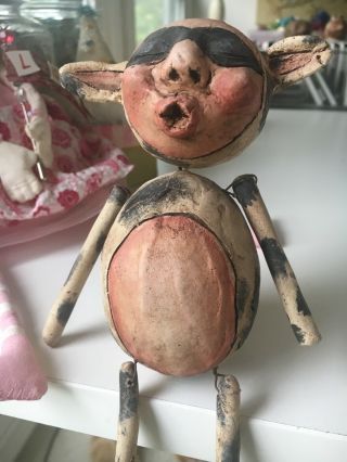 Primitive Paper Mache Whistling Cow Shelf Sitter By Erikascupboard