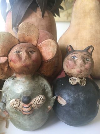 Primitive Paper Mache Petal & Kitty Made By Ccs Whimsies By Erikascupboard