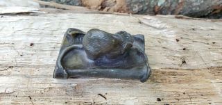 Antique French ART NOUVEAU Mouse On Book Bronze Paperweight 3