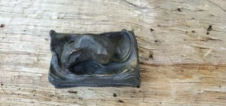 Antique French ART NOUVEAU Mouse On Book Bronze Paperweight 5