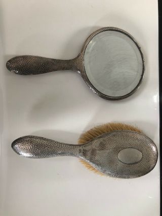 Antique B & Co Silver Hair Brush And Hand Mirror Hallmarked