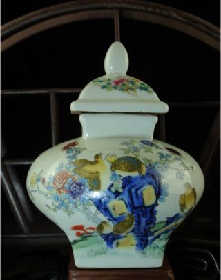 China Old Famille Rose Porcelain Flowers And Birds Pot /yongzheng Mark Bc01e