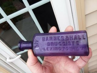 Purple Lexington,  Kentucky Barnes & Hall Druggists Bottle Blown