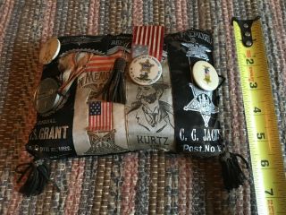 Rare Unique Gar Civil War Badge Pillow Folk Art Ulysses S.  Grant Mourning Item