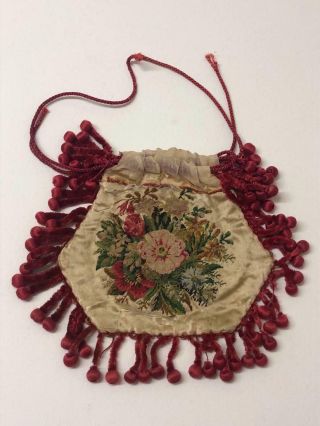 Antique 19th Century Needlepoint Silk Purse