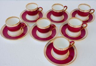 Vintage Set Of 7 Seven Bond Shape Wedgwood Ulander Demitasse Cups And Saucers