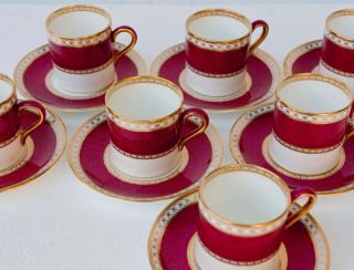 Vintage Set of 7 Seven Bond Shape Wedgwood Ulander Demitasse Cups and Saucers 5