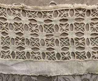 Fragment 18th Century Linen Drawn Thread Embroidery 225