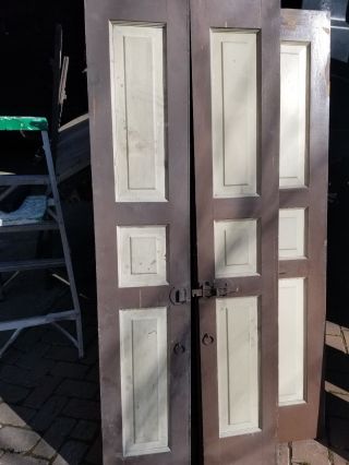 Antique Window Shutters Raised Panel House Shutter Doors Brown.  Pair 12 " W X 64.