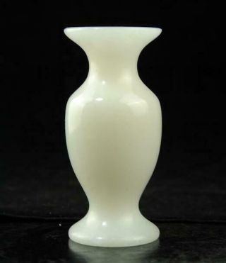 Chinese Old Hand - Made Natural White Jade Auspicious Vase A02