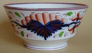 Antique Ca 1830 English Pottery Sunderland Lustre Gaudy Welsh Bowl Grape Pattern