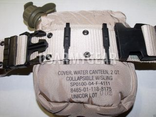 Lc Pistol Belt,  2qt Collapsible Canteen Cover Pouch Desert Tan Us Army Military
