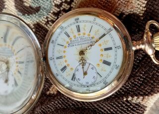 Elgin Pocket Watch Grade 210,  16sz,  Fabulous Dial,  Sterling Tri - Color Case