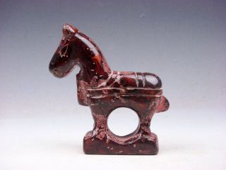 Old Nephrite Jade Stone Carved Sculpture Standing War Horse 05071901