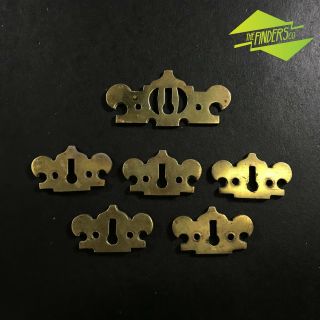 FANTASTIC ANTIQUE VINTAGE SET OF 6 SOLID BRASS KEY HOLE COVERS DRAW FURNITURE 3