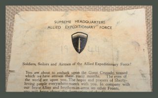 WWII US D - DAY 1944 EVE OF INVASION LEAFLET EISENHOWER GUARANTEED RARE 4