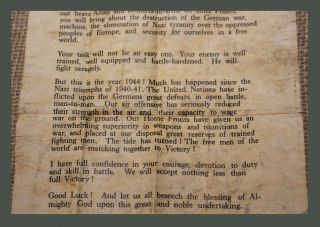 WWII US D - DAY 1944 EVE OF INVASION LEAFLET EISENHOWER GUARANTEED RARE 7