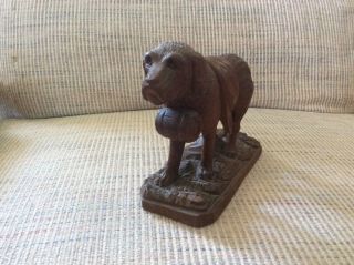 Antique Hand Carved German Black Forest Saint Bernard Dog Sculpture 5
