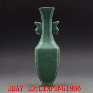 Antique Chinese Chai Kiln Porcelain Handmade Green Glaze Vase L43