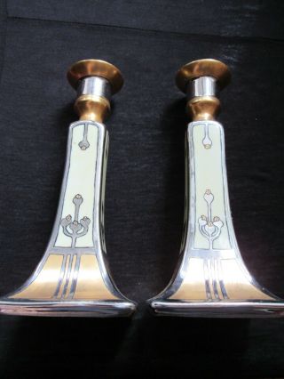 Art Nouveau Porcelain Candle Stick Holders Late Victorian?