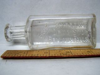 Antique ANDREWS DRUG STORE BELLOWS FALLS,  VT Mold Blown Medicine Bottle 2